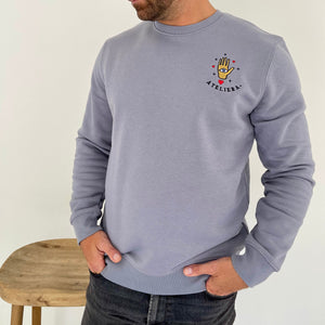 Mid Grey Fortune Palm Embroidered Sweatshirt